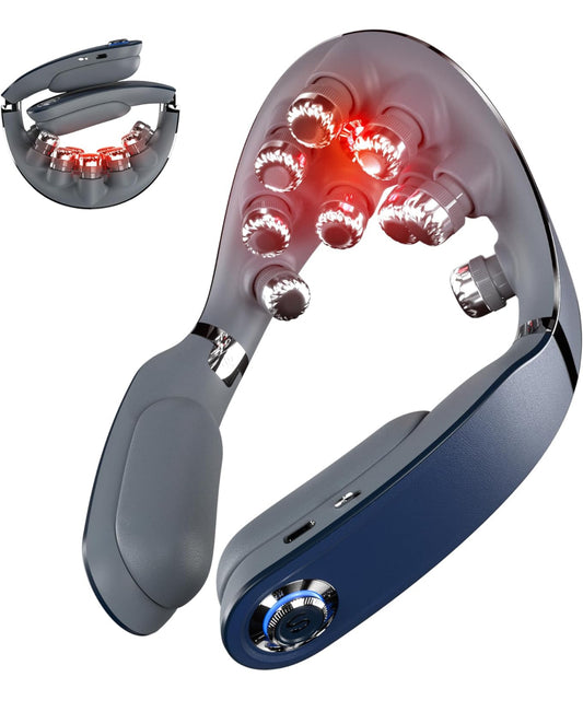 SKG Foldable Neck Massager with Heat, Cordless Deep Tissue Vibration Massager